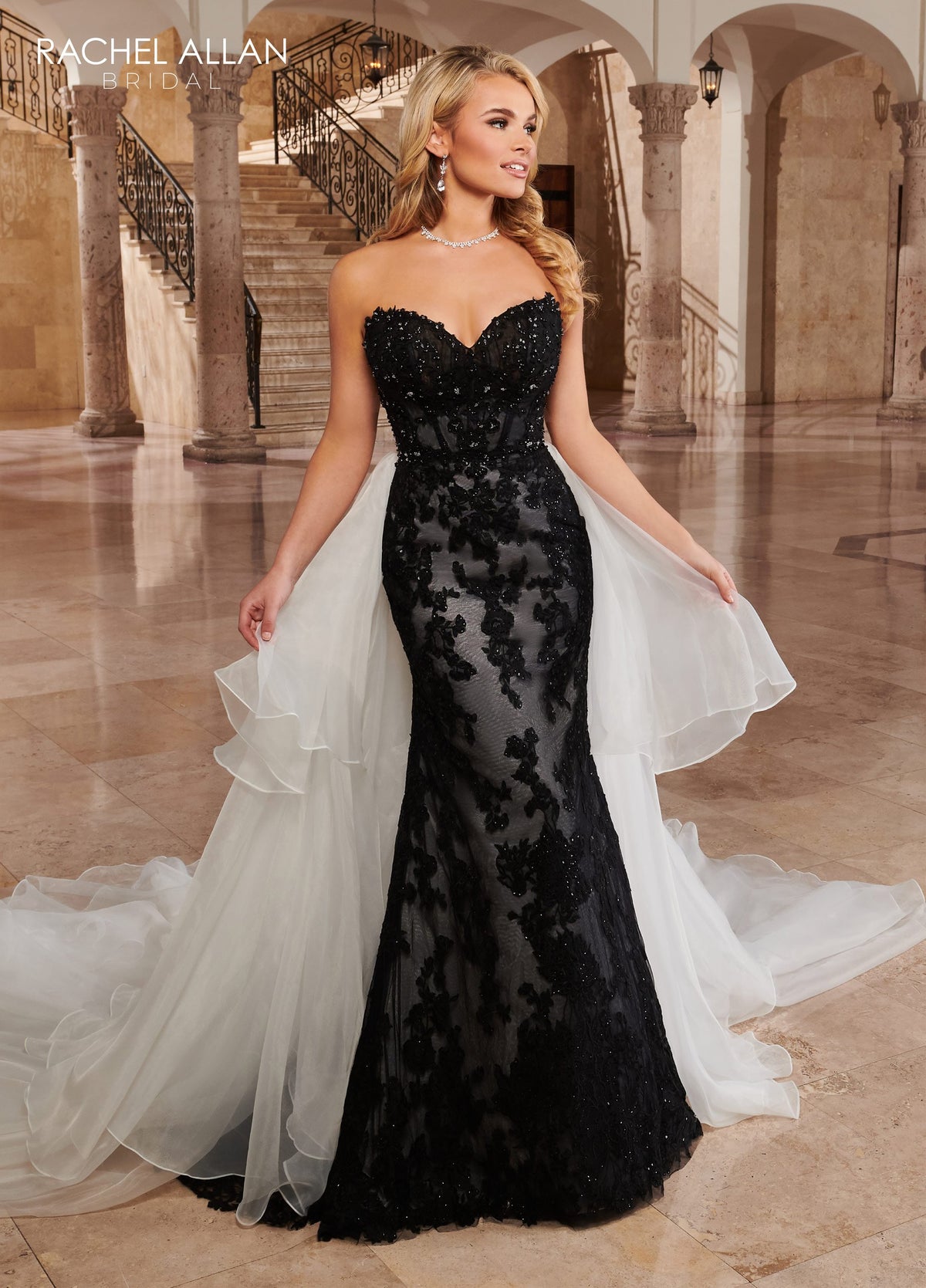 corset fit and flare wedding dress RB5022 Size:48 Long Jacket sheer lace bodice with Casual Blue Dress A button-front